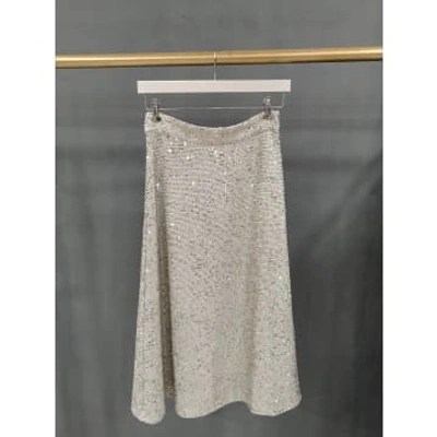 6ème Galerie Silver Grey Sequin Skirt In Metallic