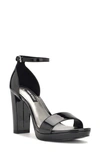 Nine West Elope Platform Sandal In Black Patent
