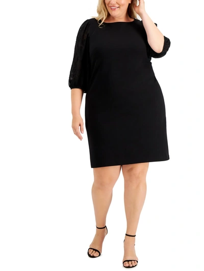 Connected Apparel Plus Womens Formal Midi Sheath Dress In Black