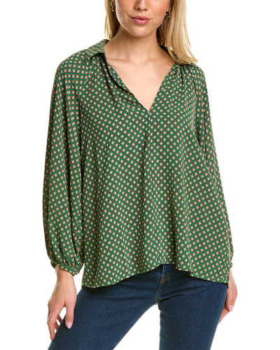 Traffic People Balloon Sleeve Blouse In Green