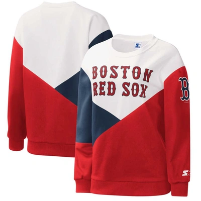 Starter White/red Boston Red Sox Shutout Pullover Sweatshirt