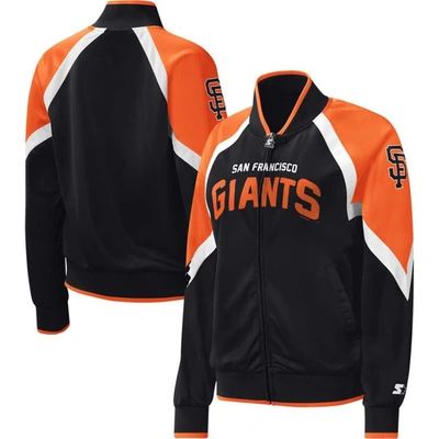 Starter Black San Francisco Giants Touchdown Raglan Full-zip Track Jacket