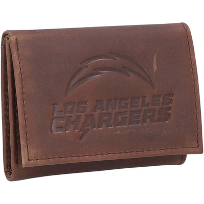 Evergreen Enterprises Los Angeles Chargers Leather Team Tri-fold Wallet In Brown