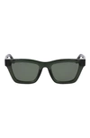 Victoria Beckham 52mm Rectangular Sunglasses In Khaki