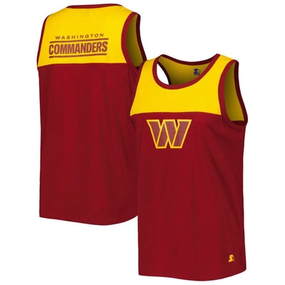 Starter Men's  Burgundy, Gold Washington Commanders Logo Touchdown Fashion Tank Top In Burgundy,gold