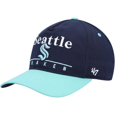 47 ' Deep Sea Blue/light Blue Seattle Kraken Super Hitch Adjustable Snapback Hat In Navy