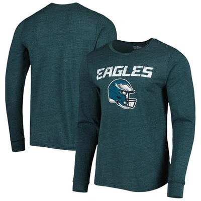 Majestic Threads Midnight Green Philadelphia Eagles Lockup Tri-blend Long Sleeve T-shirt