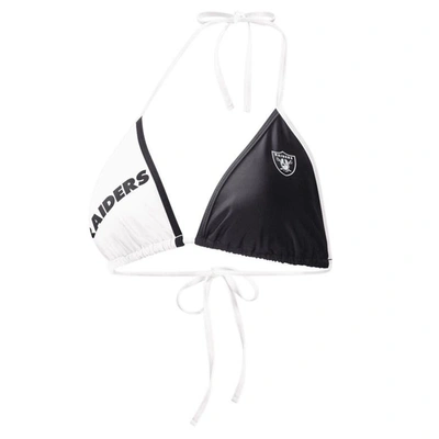 G-iii 4her By Carl Banks Women's  Black, White Las Vegas Raiders Play Action Bikini Top In Black,white