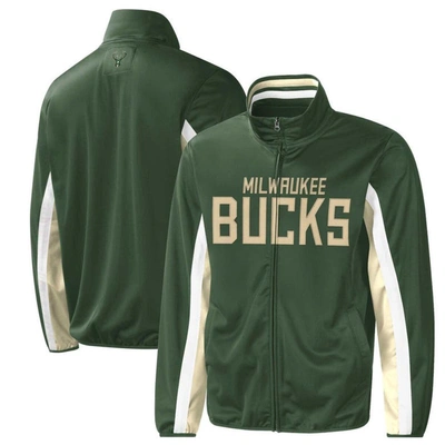 G-iii Sports By Carl Banks Hunter Green Milwaukee Bucks Contender Wordmark Full-zip Track Jacket
