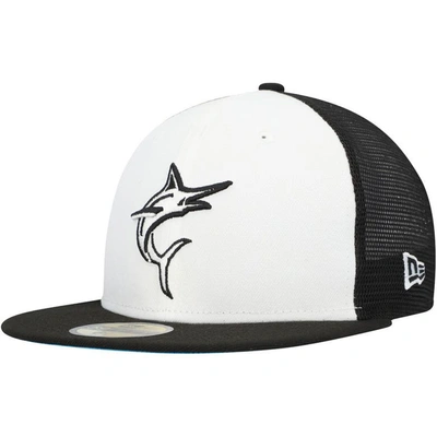 New Era Men's  White, Black Miami Marlins 2023 On-field Batting Practice 59fifty Fitted Hat