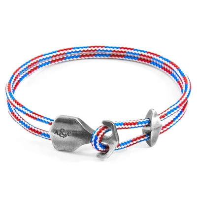 Anchor & Crew Project Rwb Red White & Blue Delta Anchor Silver & Rope Bracelet