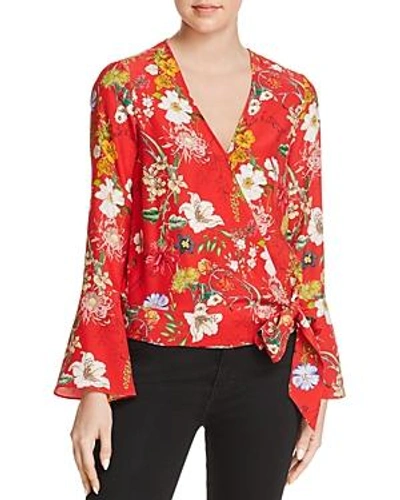 Parker Isabella Silk Wrap Top In Red Sangria