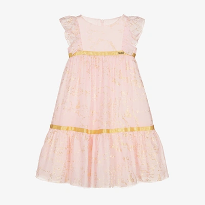 Alviero Martini Babies' Girls Pink & Gold Geo Map Dress