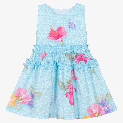 Lapin House Babies' Girls Blue Floral Cotton Dress
