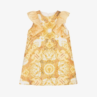 Alviero Martini Babies' Girls Yellow Baroque Print Dress