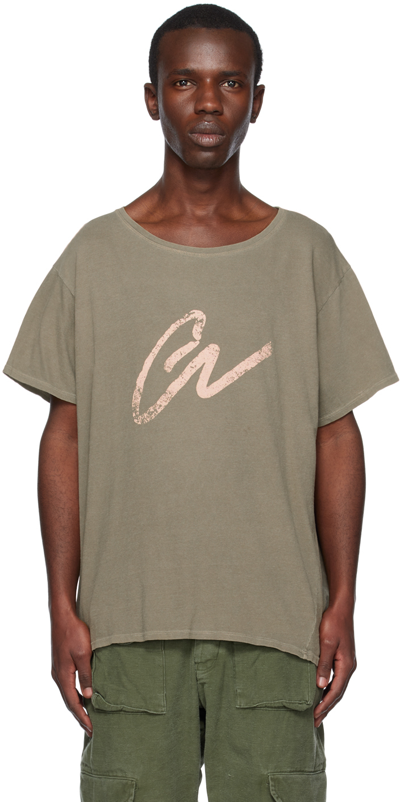 Greg Lauren Khaki 'gl' T-shirt In Green