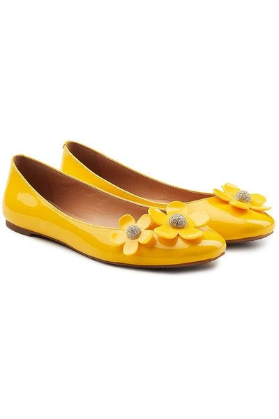 Marc Jacobs Daisy Patent Leather Ballerinas In Yellow