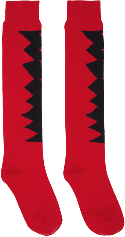 Comme Des Garçons Homme Deux Red Graphic Socks In 2 Red