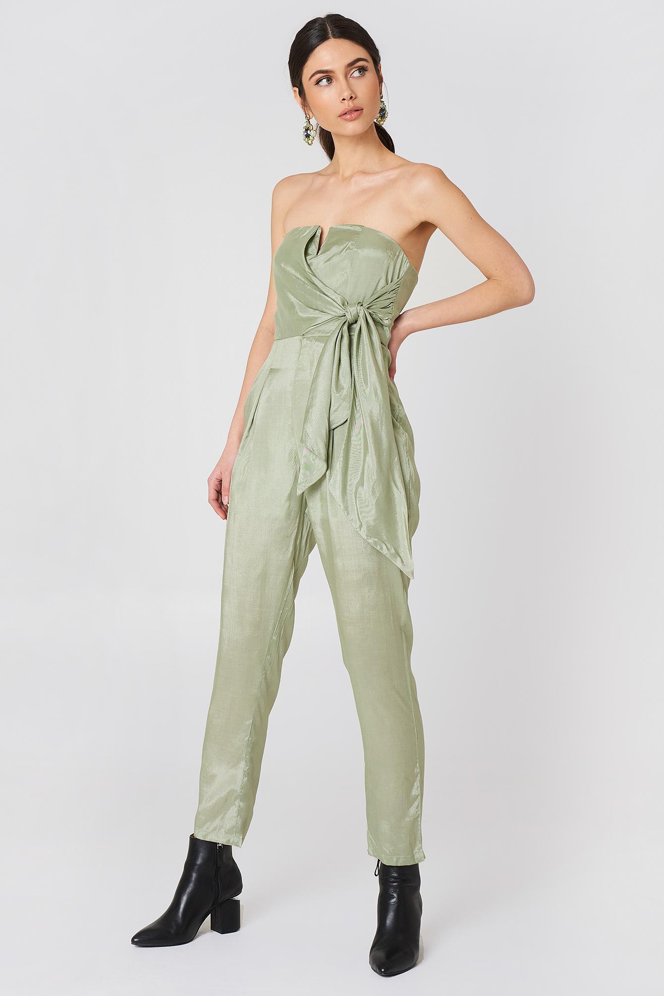 green bandeau jumpsuit