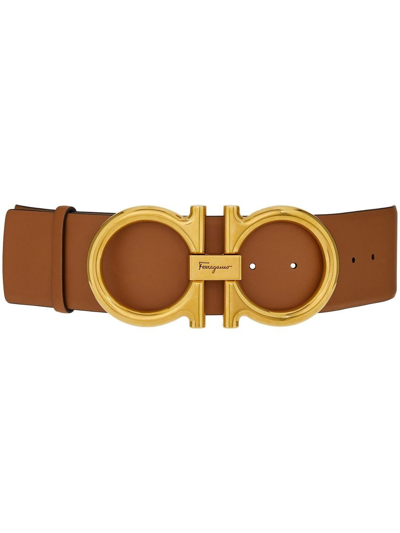 Ferragamo High Waist Gancini Belt In Brown