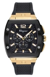 Ferragamo F-80 Tonneau Chrono Watch In Black