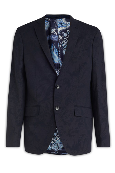 Etro Single-breasted Tailored Blazer In Navy