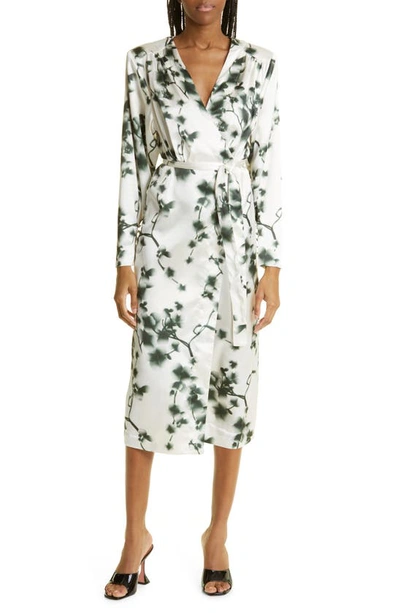 Rotate Birger Christensen Abstract Floral-print Midi Dress In Sycamore Comb.