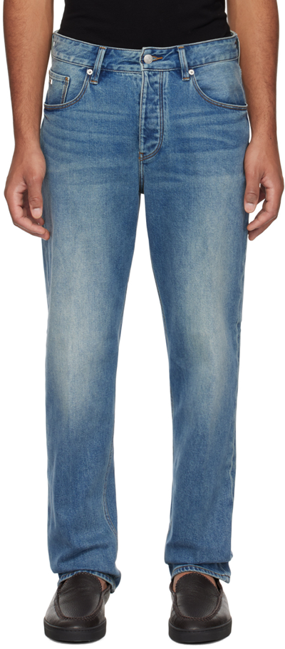 Emporio Armani J75 Slim-fit Vintage-look Faded Denim Jeans In Light Blue