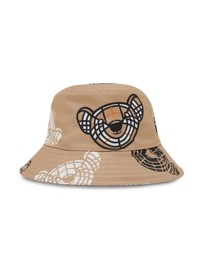 Burberry Kids' Bear-print Bucket Hat In Beige