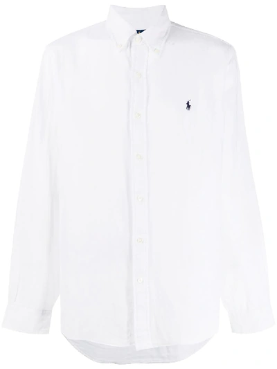 Polo Ralph Lauren Embroidered Logo Button-down Shirt In White