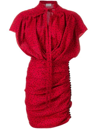Magda Butrym Reno Polka-dot Linen-blend Mini Dress In Red