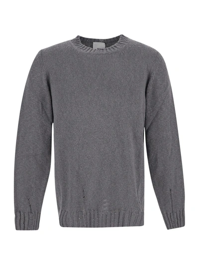 Pt Torino Ripped Knit Sweater In Grey