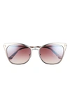Tom Ford Faryn 56mm Cat Eye Sunglasses In Shiny Dark Ruthenium/ Bordeaux