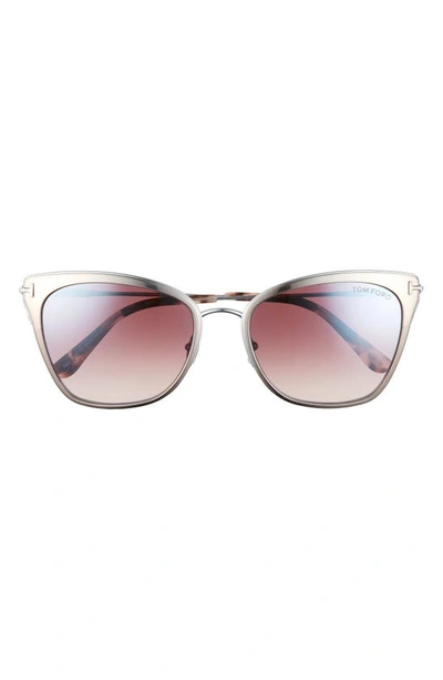Tom Ford Faryn 56mm Cat Eye Sunglasses In Shiny Dark Ruthenium/ Bordeaux