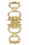 Ferragamo Salvatore Ferragmo Women's Double Gancini Mini Gold Ion-plated Stainless Steel Bracelet Watch 14x21m In Yellow Gold
