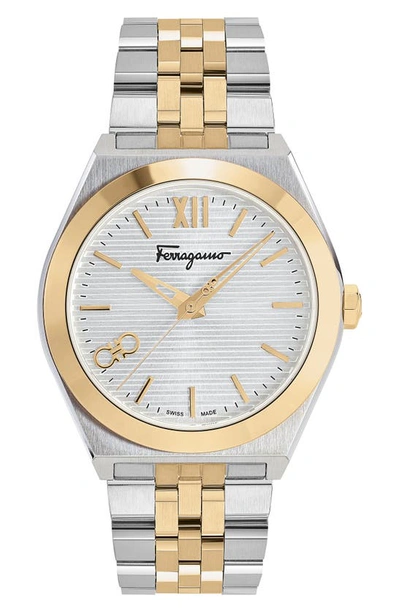 Ferragamo Men's Vega New Ip Yellow Gold Two-tone Bracelet Watch, 40mm In Silver/gold