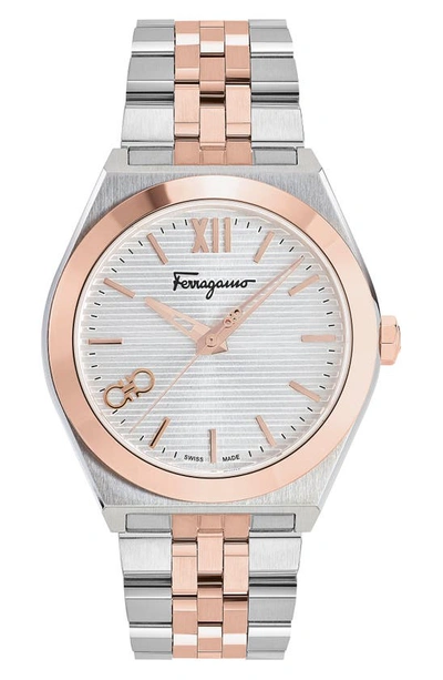 Ferragamo Men's Vega New Ip Rose Gold & Stainless Steel Bracelet Watch In Rose Gold Two Tone