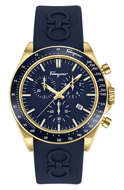 Ferragamo Urban Gold Ion Plated Stainless Steel Chronograph Watch, 43mm In Blue