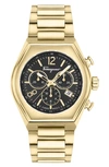 Ferragamo Men's Tonneu Ip Yellow Gold Chronograph Bracelet Watch, 42mm In Black/gold
