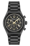 Ferragamo Tonneu Ion Plated Stainless Steel Chronograph Watch, 42mm In Black