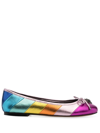 Kurt Geiger Esme Metallic-effect Ballerinas In Rainbow Stripe