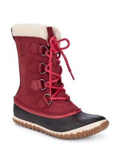 Sorel Caribou Faux Fur-lined Cold Weather Boots In Red