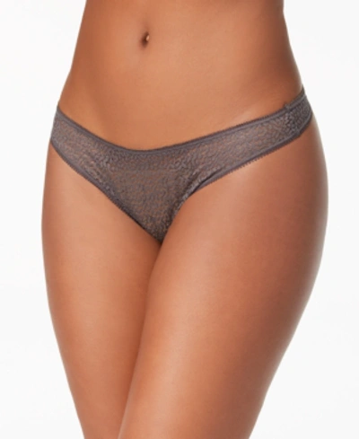 Dkny Modern Lace Satin-trim Thong Underwear Dk5013 In Grey