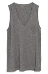 Madewell Whisper Cotton V-neck Tank In Heather Pewter