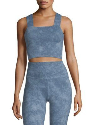 Alo Yoga Binded Wide Strap Crop Tank In Denim Acid