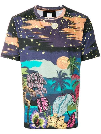 Paul Smith Palm Tree Print T-shirt In 59 Midnight