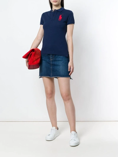 Polo Ralph Lauren Skinny Fit Big Pony Polo Shirt In Blue