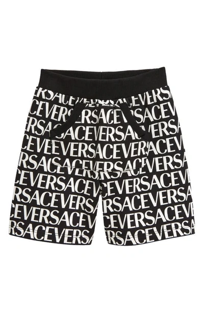 Versace Kids' Little Girl's & Girl's Logo Print Shorts In Black White