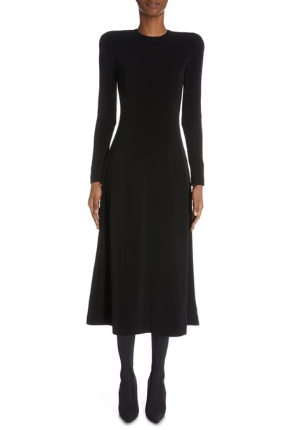 Balenciaga Long-sleeve Midi Dress In Black