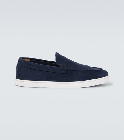 Christian Louboutin Varsiboat Suede Loafers In Marine